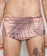 Sunga-Masculina-Estampada-Tradicional-de-Folhagem-com-Protecao-UV50--Marrom-Claro-9977797-Marrom_Claro_5