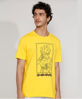 Camiseta-Masculina-Manga-Curta-Gola-Careca-Goku-Dragon-Ball-Amarela-9980503-Amarelo_1