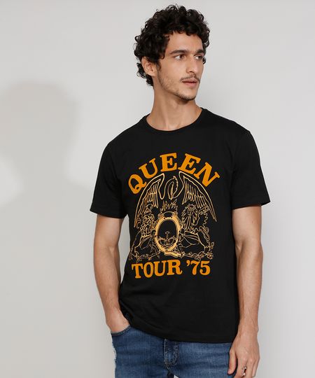 Camiseta-Masculina-Manga-Curta-Gola-Careca-da-Banda-Queen-Flocada-Preta-9981162-Preto_1