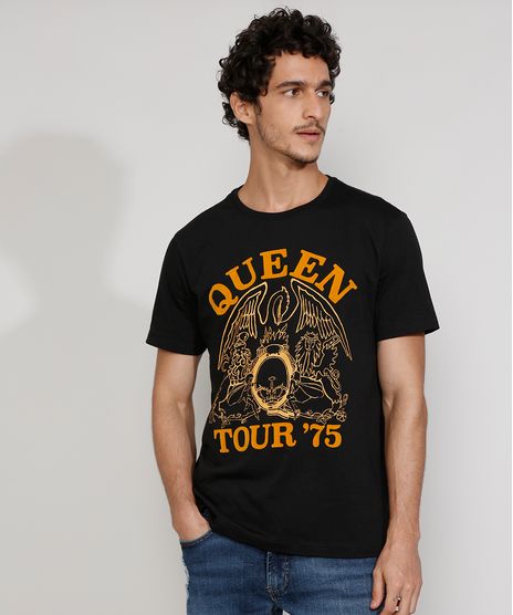 Camiseta-Masculina-Manga-Curta-Gola-Careca-da-Banda-Queen-Flocada-Preta-9981162-Preto_1