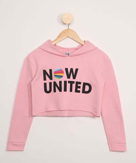 Blusa de Moletom Juvenil Cropped Now United com Capuz Rosa - 16 Menor preço em Blusa de Moletom Juvenil Cropped Now United com Capuz Rosa - 16