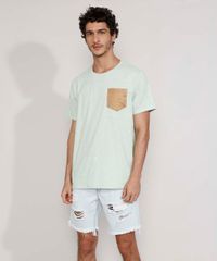 Camiseta-Masculina-Estampada-Manga-Curta-Gola-Careca-Mini-Print-com-Bolso-de-Suede-Verde-Claro-9971314-Verde_Claro_3