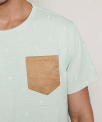 Camiseta-Masculina-Estampada-Manga-Curta-Gola-Careca-Mini-Print-com-Bolso-de-Suede-Verde-Claro-9971314-Verde_Claro_4