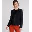 Blazer-Feminino-Acinturado-com-Manga-Texturizada-Jacquard-Bolso-Decorativo-Sem-Gola--Preto-8546173-Preto_1