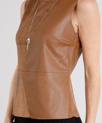 Regata-Feminina-com-Recortes-em-Suede-com-Ziper-Caramelo-9005660-Caramelo_4