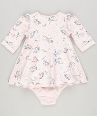Vestido-Infantil-Estampado-de-Unicornio-com-Laco-Manga-Longa---Calcinha-Rosa-Claro-9137715-Rosa_Claro_2