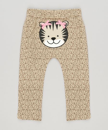 Calca-Infantil-Onca-Estampada-Animal-Print-em-Algodao---Sustentavel-Bege-8974139-Bege_1