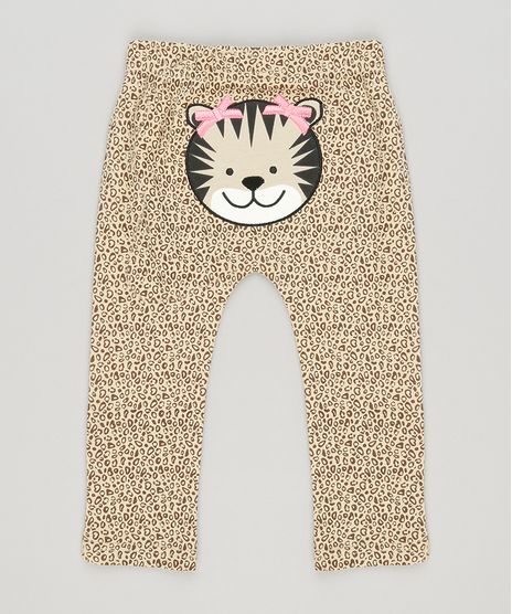 Calca-Infantil-Onca-Estampada-Animal-Print-em-Algodao---Sustentavel-Bege-8974139-Bege_1