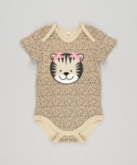 Body-Infantil-Onca-Estampado-Animal-Print-Manga-Curta-Gola-Redonda-em-Algodao---Sustentavel-Bege-8974146-Bege_1