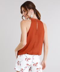 Regata-Feminina-Halter-Neck-com-Pregas-Decote-Redondo-Laranja-Escuro-8932851-Laranja_Escuro_2