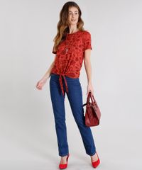Blusa-Feminina-com-No-e-Estampa-Floral-Manga-Curta-Decote-Redondo-Laranja-Escuro-8977640-Laranja_Escuro_3
