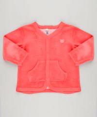 Cardigan-Infantil-em-Plush-Basico-Manga-Longa-de-Algodao---Sustentavel-Vermelho-8812990-Vermelho_1