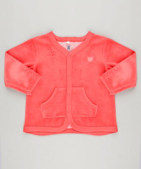 Cardigan-Infantil-em-Plush-Basico-Manga-Longa-de-Algodao---Sustentavel-Vermelho-8812990-Vermelho_1