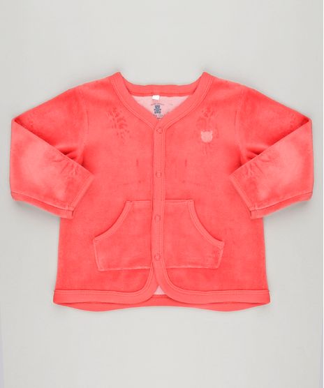 Cardigan-Infantil-em-Plush-Basico-Manga-Longa-de-Algodao---Sustentavel-Vermelho-8812990-Vermelho_1