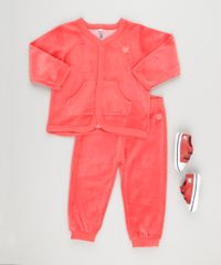 Cardigan-Infantil-em-Plush-Basico-Manga-Longa-de-Algodao---Sustentavel-Vermelho-8812990-Vermelho_3