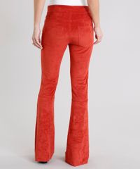 Calca-Feminina-Flare-em-Suede-com-Lace-Up-Laranja-Escuro-8886921-Laranja_Escuro_2