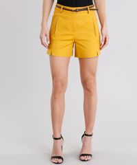 Short-Feminino-Alafaiataria-Curto-com-Cinto--Amarelo-Escuro-8886816-Amarelo_Escuro_1