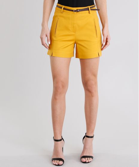 Short-Feminino-Alafaiataria-Curto-com-Cinto--Amarelo-Escuro-8886816-Amarelo_Escuro_1