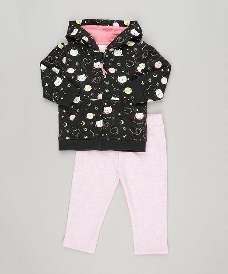 Conjunto-Infantil-Blusao-Estampado-de-Constelacao-em-Moletom-com-Capuz-Preto---Calca-Mescla-em-Algodao---Sustentavel-Rosa-8878515-Rosa_1