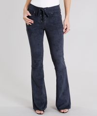 Calca-Feminina-Flare-em-Suede-com-Lace-Up-Azul-Marinho-8886921-Azul_Marinho_1
