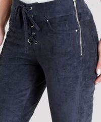 Calca-Feminina-Flare-em-Suede-com-Lace-Up-Azul-Marinho-8886921-Azul_Marinho_4