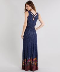 Vestido-Longo-Feminino-Estampado-Floral-com-Alca-Azul-Marinho-9110419-Azul_Marinho_2