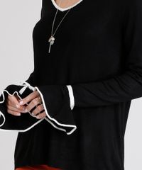Blusa-Feminina-Decote-V-Contrastante-em-Trico-Manga-Longa-com-Babado-Preta-8873271-Preto_4