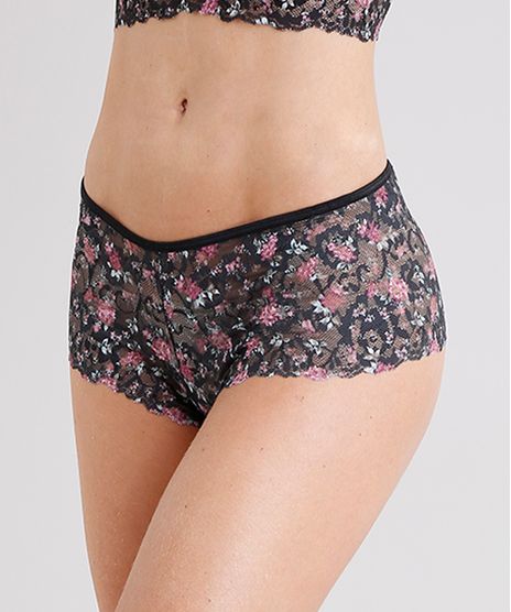 Calcinha-Feminina-Calecon-Em-Renda-Estampada-Floral-com-Vazado-Preto-9082708-Preto_1