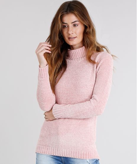 Sueter-Feminino-Gola-Alta-em-Trico-Manga-Longa-Rose-8473941-Rose_1