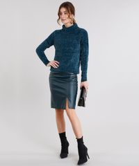 Sueter-Feminino-Gola-Alta-em-Trico-Manga-Longa-Verde-Escuro-8473941-Verde_Escuro_3