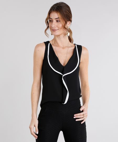 Regata-Feminina-com-Babado-e-Vivo-Contrastante-Decote-V-Preta-8954032-Preto_1
