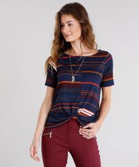 Blusa-Feminina-com-No-Listrada-Canelada-Manga-Curta-Decote-Redondo-Azul-Marinho-9109606-Azul_Marinho_1