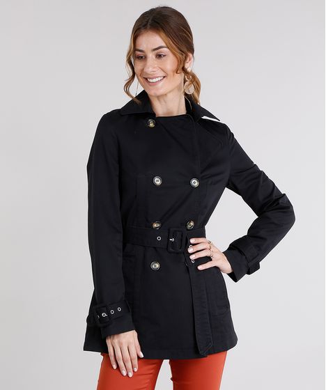 casaco alongado preto feminino
