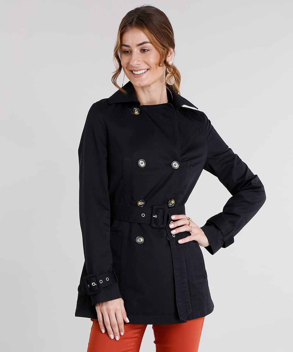 casaco alongado preto feminino