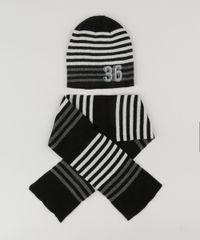 Gorro-Infantil-Listrado-em-Trico---Cachecol-Preto-8865094-Preto_1