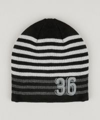 Gorro-Infantil-Listrado-em-Trico---Cachecol-Preto-8865094-Preto_2