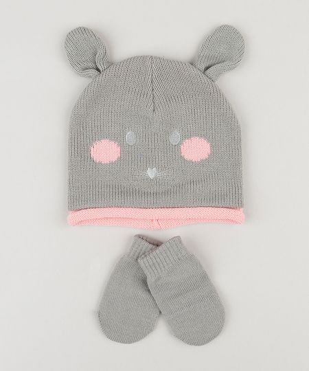 Gorro-Infantil-Coelho-em-Trico---Luva-Cinza-8864986-Cinza_1