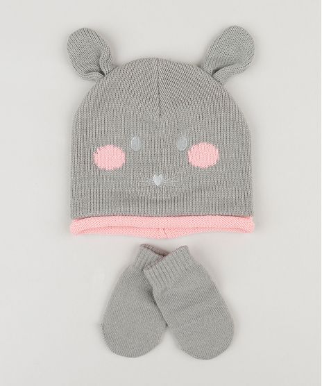 Gorro-Infantil-Coelho-em-Trico---Luva-Cinza-8864986-Cinza_1