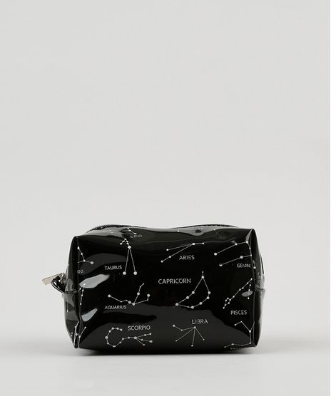 Necessaire-Feminina-de-Plastico-Estampada-de-Constelacoes-Preta-9095170-Preto_1