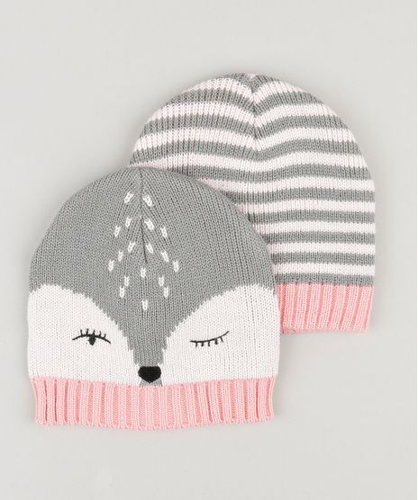 Kit-de-2-Gorros-Infantis-Rosa-Claro-8864989-Rosa_Claro_1