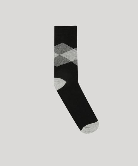 Meia-Masculina-Cano-Longo-Estampada-Xadrez-Preta-8907161-Preto_1