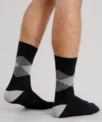 Meia-Masculina-Cano-Longo-Estampada-Xadrez-Preta-8907161-Preto_3