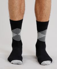 Meia-Masculina-Cano-Longo-Estampada-Xadrez-Preta-8907161-Preto_4