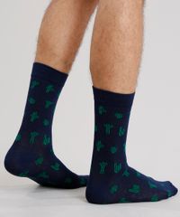 Meia-Masculina-Divertida-Cano-Longo-Estampada-Cactos-Azul-Marinho-9083848-Azul_Marinho_3