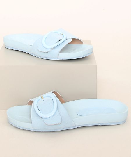 Rasteirinha-Feminina-Slide-Oneself-com-Fivela-Azul-9982244-Azul_1