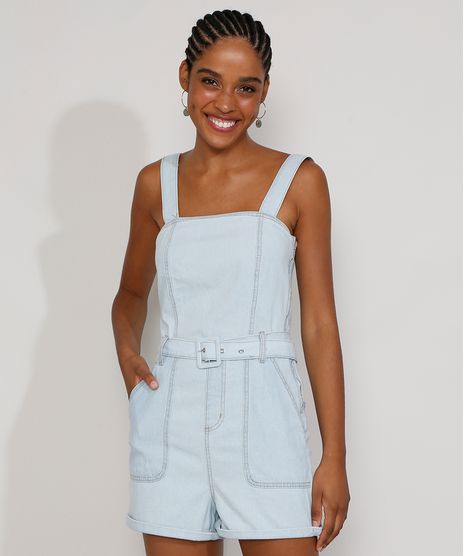 Macaquinho-Jeans-Feminino-Alca-Larga-Decote-Reto-com-Cinto-Azul-Claro-9983329-Azul_Claro_1
