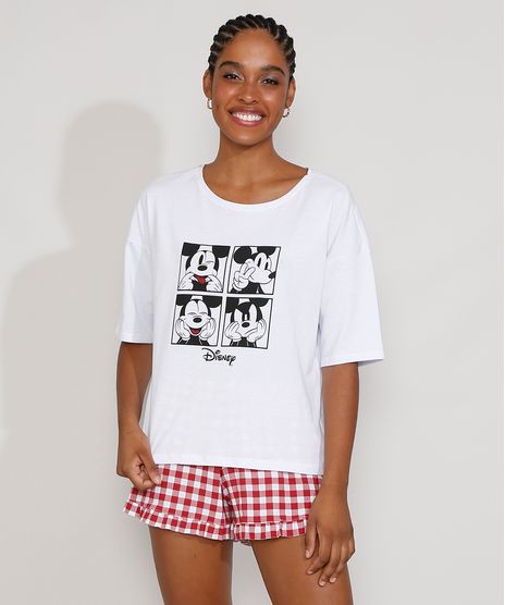 Pijama-Feminino-Xadrez-Mickey-Manga-Curta-com-Estampa-Vichy-e-Babado-Branco-9972298-Branco_1