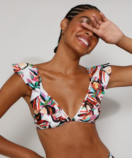 Biquini-Top-com-Bojo-Removivel-Estampado-de-Tucano-e-Babado-Protecao-UV50--Branco-9972254-Branco_1