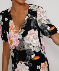 Vestido-Feminino-Curto-Estampado-Floral-com-Tucano-Manga-Bufante-Preto-9975326-Preto_4