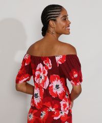 Blusa-Feminina-Ombro-a-Ombro-Estampada-Floral-Manga-Curta-Vermelha-Escuro-9976185-Vermelho_Escuro_2